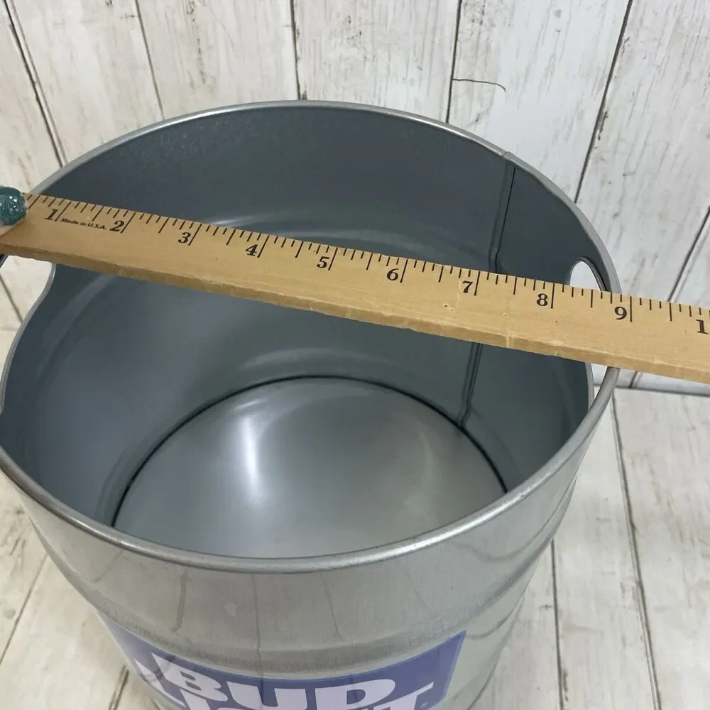 Bud Light Beer Ice Holder Metal Bucket Pony Keg W/ Wooden Stand - Rare!